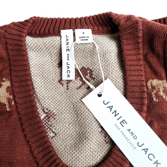 Janie & Jack 4 Horse Sweater Vest NWT Burnt Sienna - Picture 2 of 3
